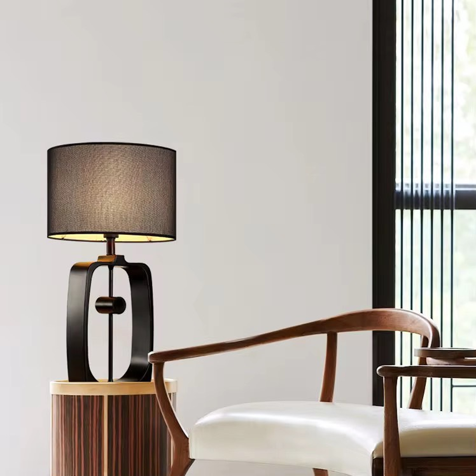 โคมไฟตั้งโต๊ะ Table lamp Metal + Fabric Black LED E27x1 IP20