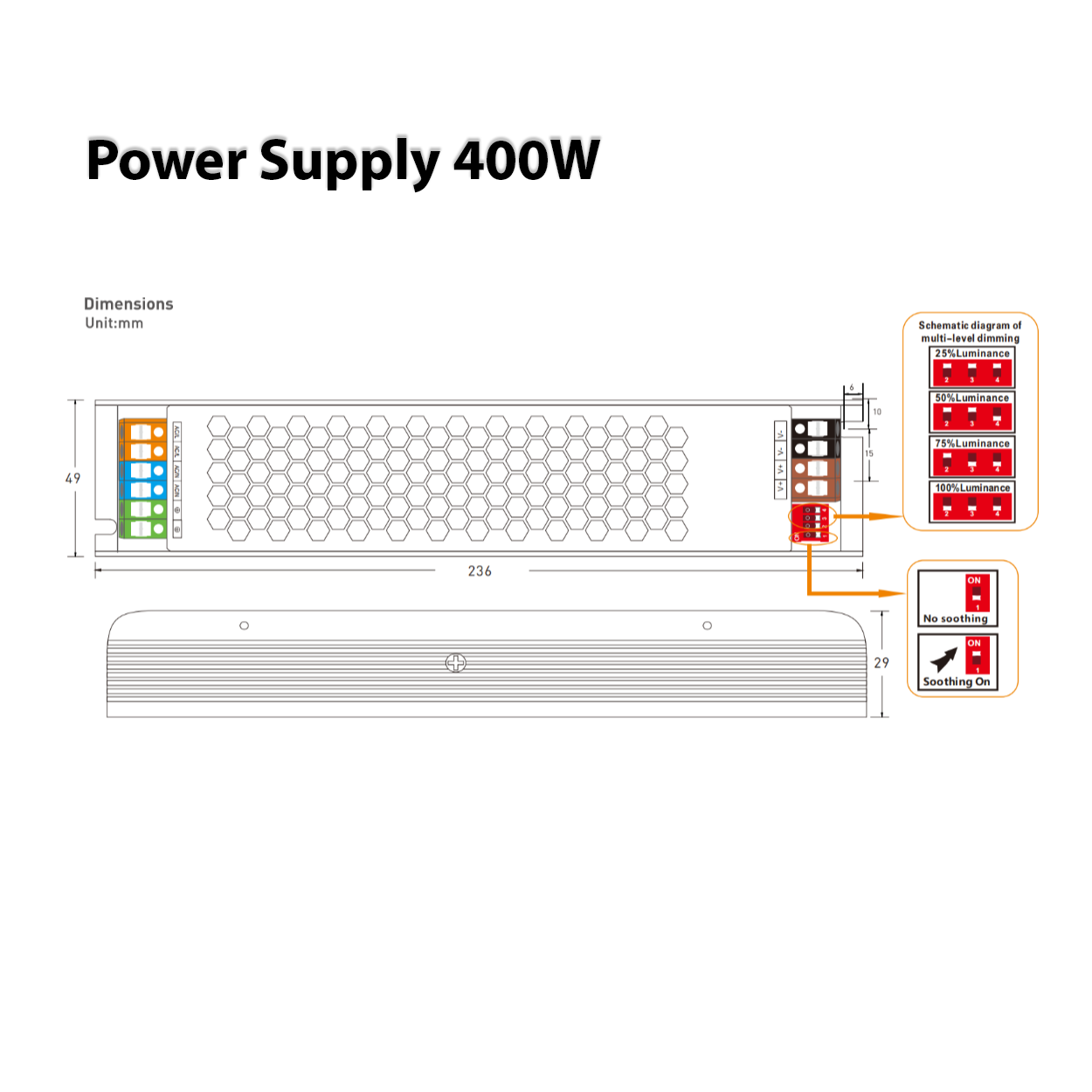 หม้อแปลงโคมไฟ C Series Switch LED power supply 24V IP20