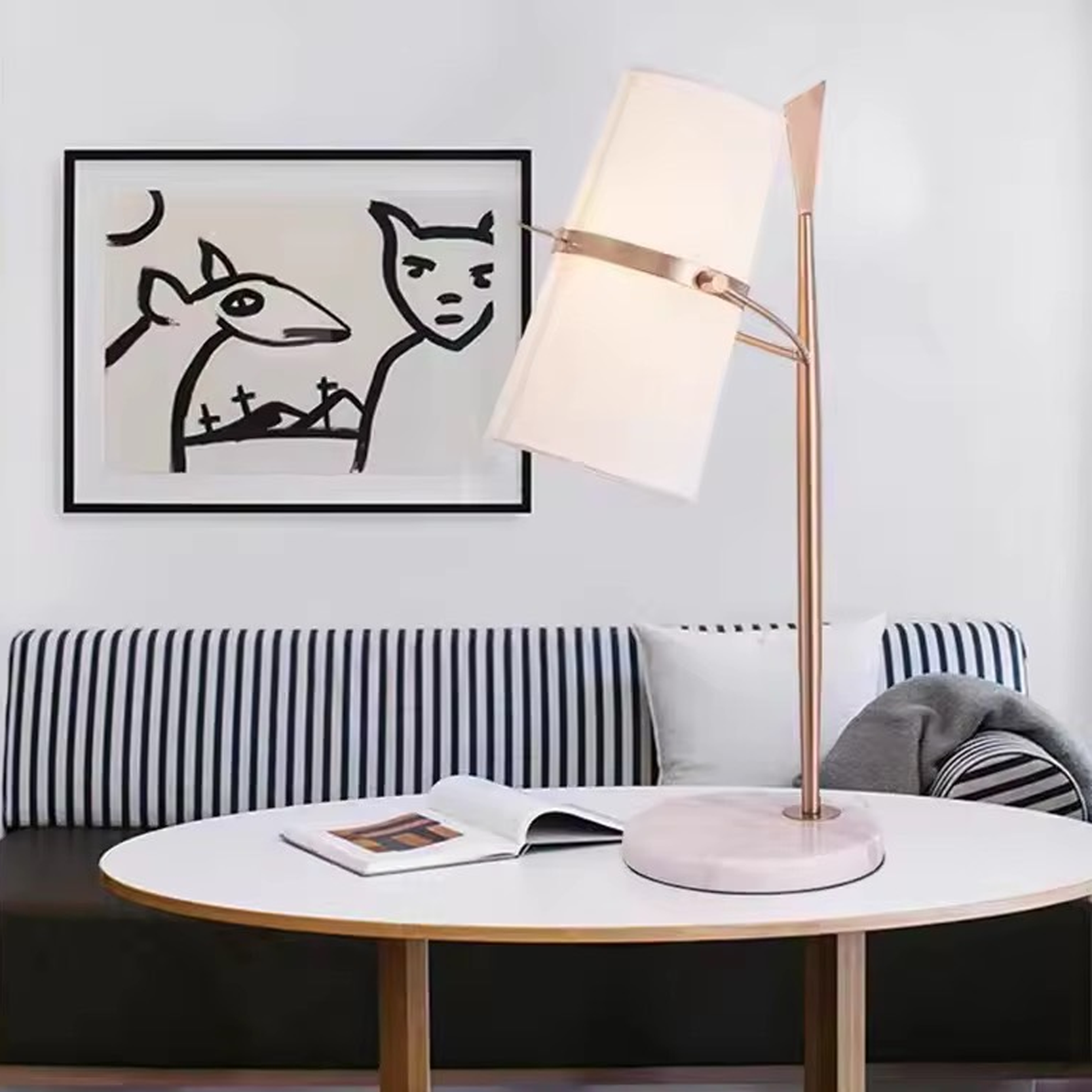 โคมไฟตั้งโต๊ะ สไตล์นอร์ดิก Nordic style table lamp Meta + Marble LED E27x1 IP20