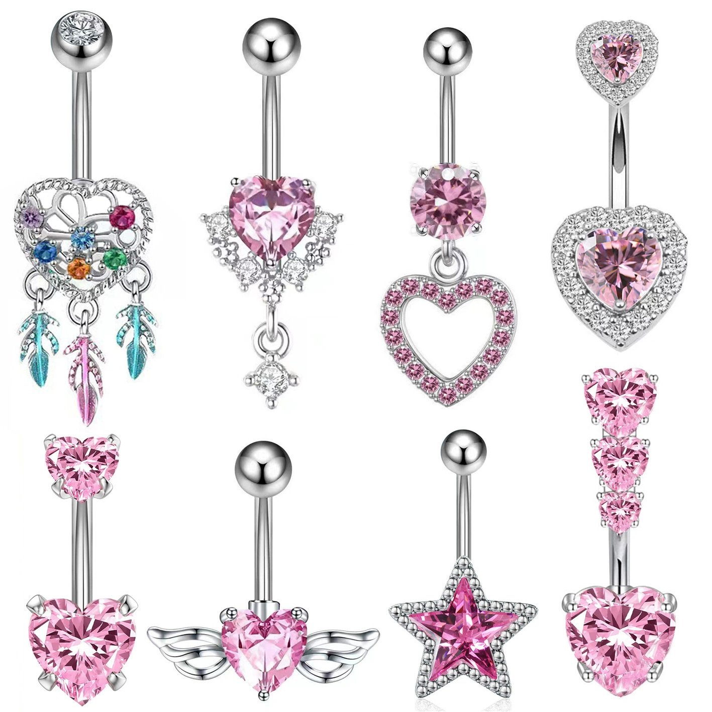 จิวสะดือ ฝั่งเพชร มีหลายแบบให้เลือก