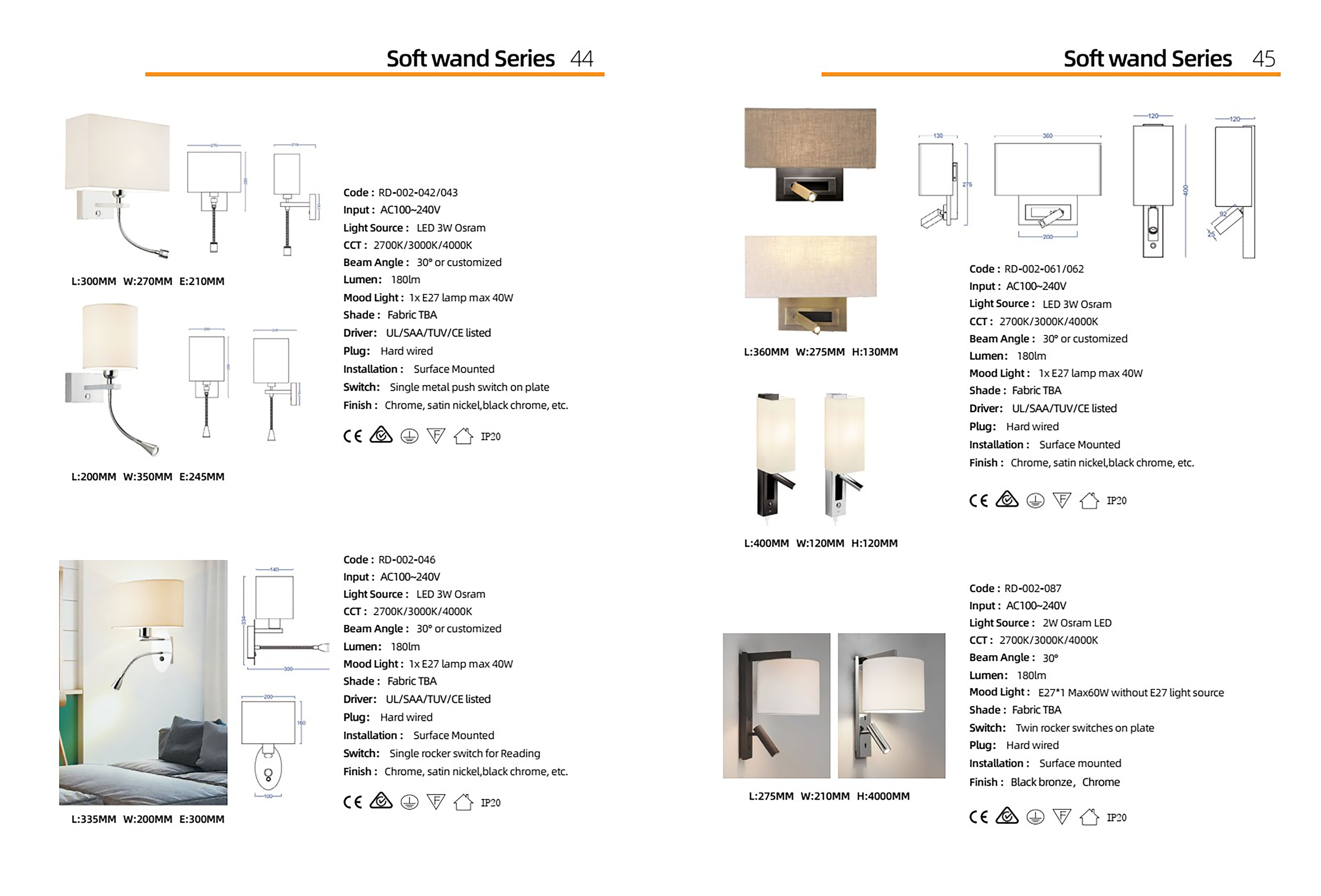 โคมไฟหัวเตียง โคมไฟติดผนังอ่านหนังสือ Wall Reading lamp