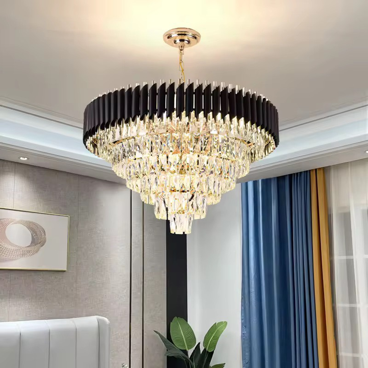 โคมไฟระย้าคริสตัล Chandelier crystal Metal + Crystal Gold LED E14x16 IP20