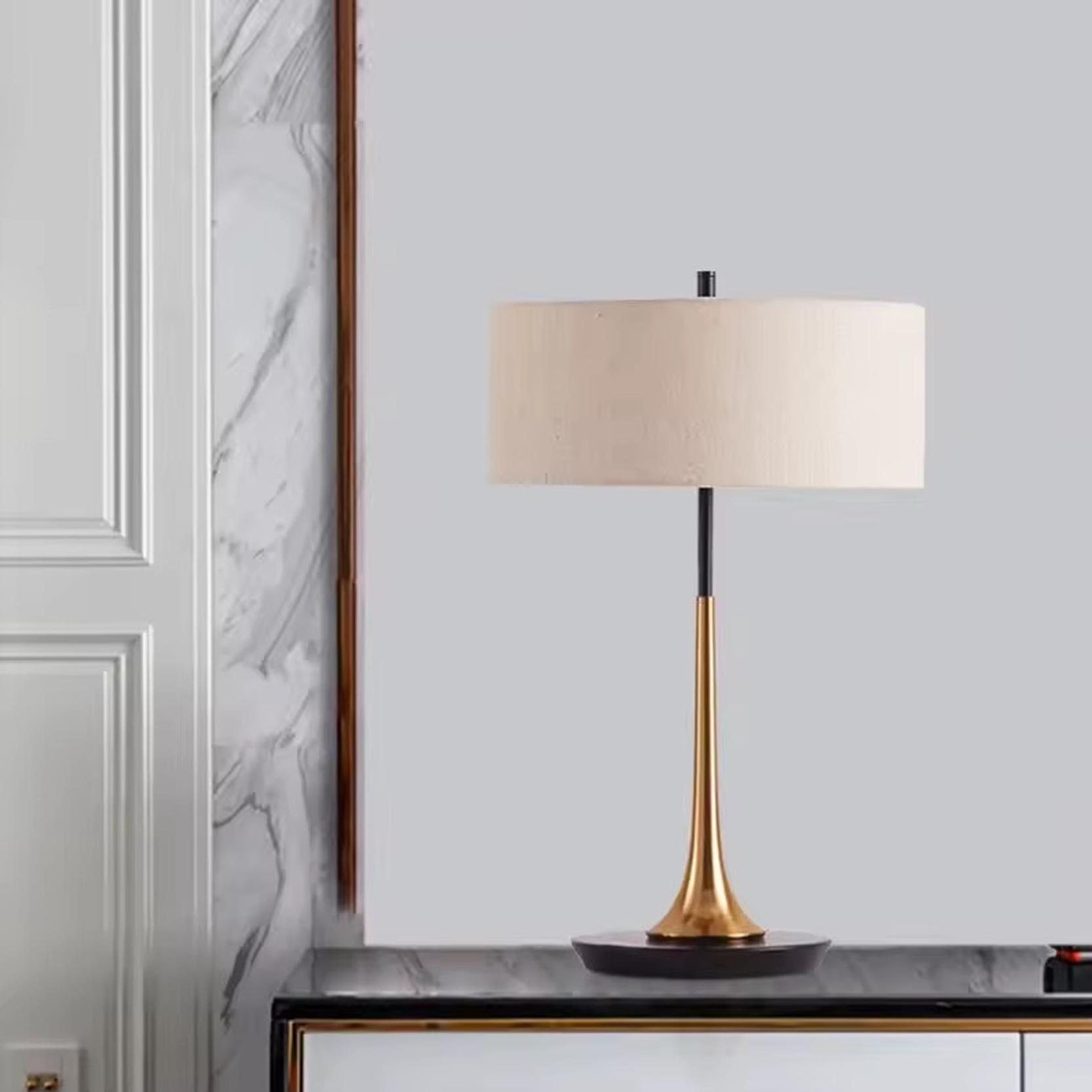 โคมไฟตั้งโต๊ะ สไตล์นอร์ดิก Nordic style table lamp Metal + Fabric LED E14x2 IP20