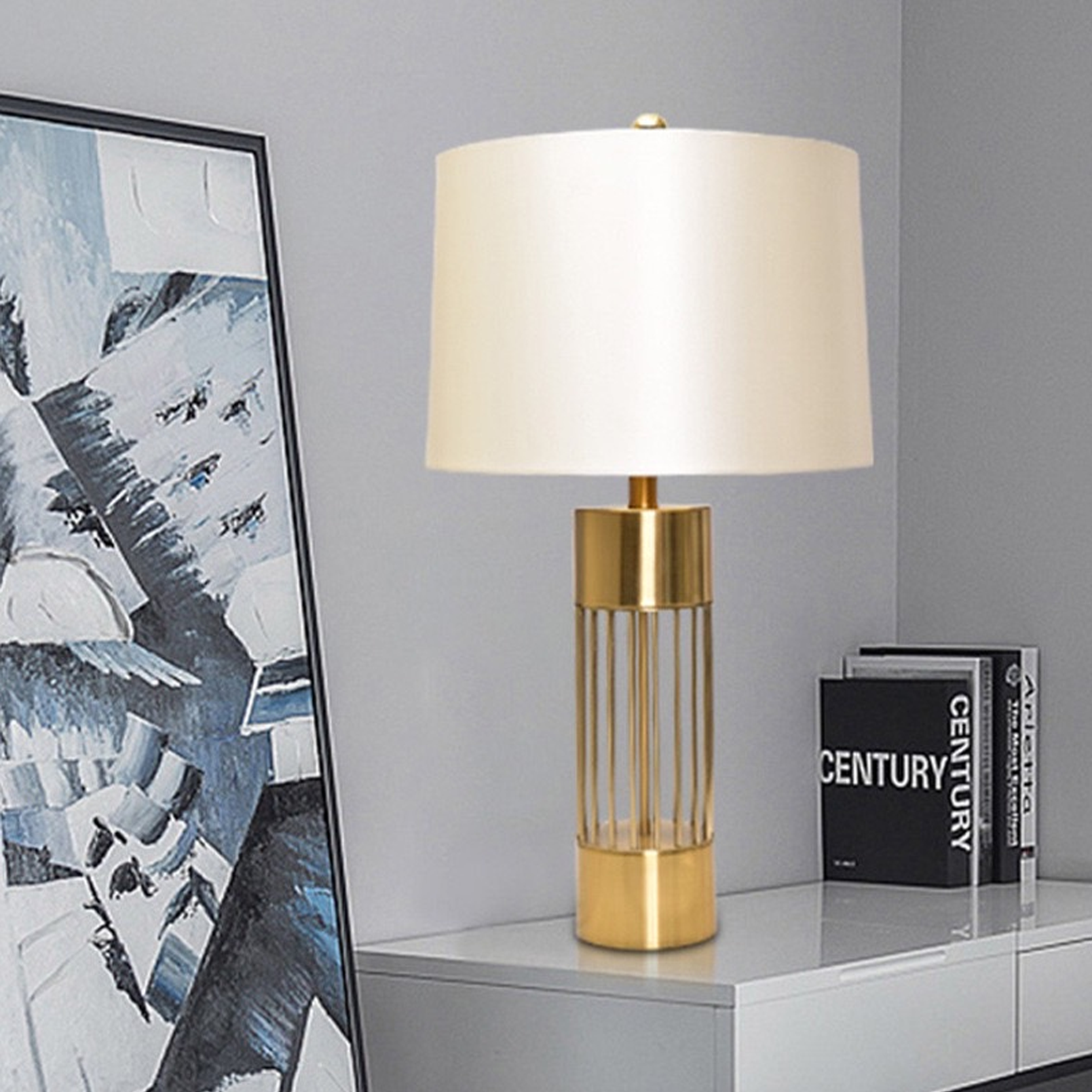 โคมไฟตั้งโต๊ะ สไตล์นอร์ดิก Nordic style table lamp + Hardware + Fabric LED E27x1 IP20
