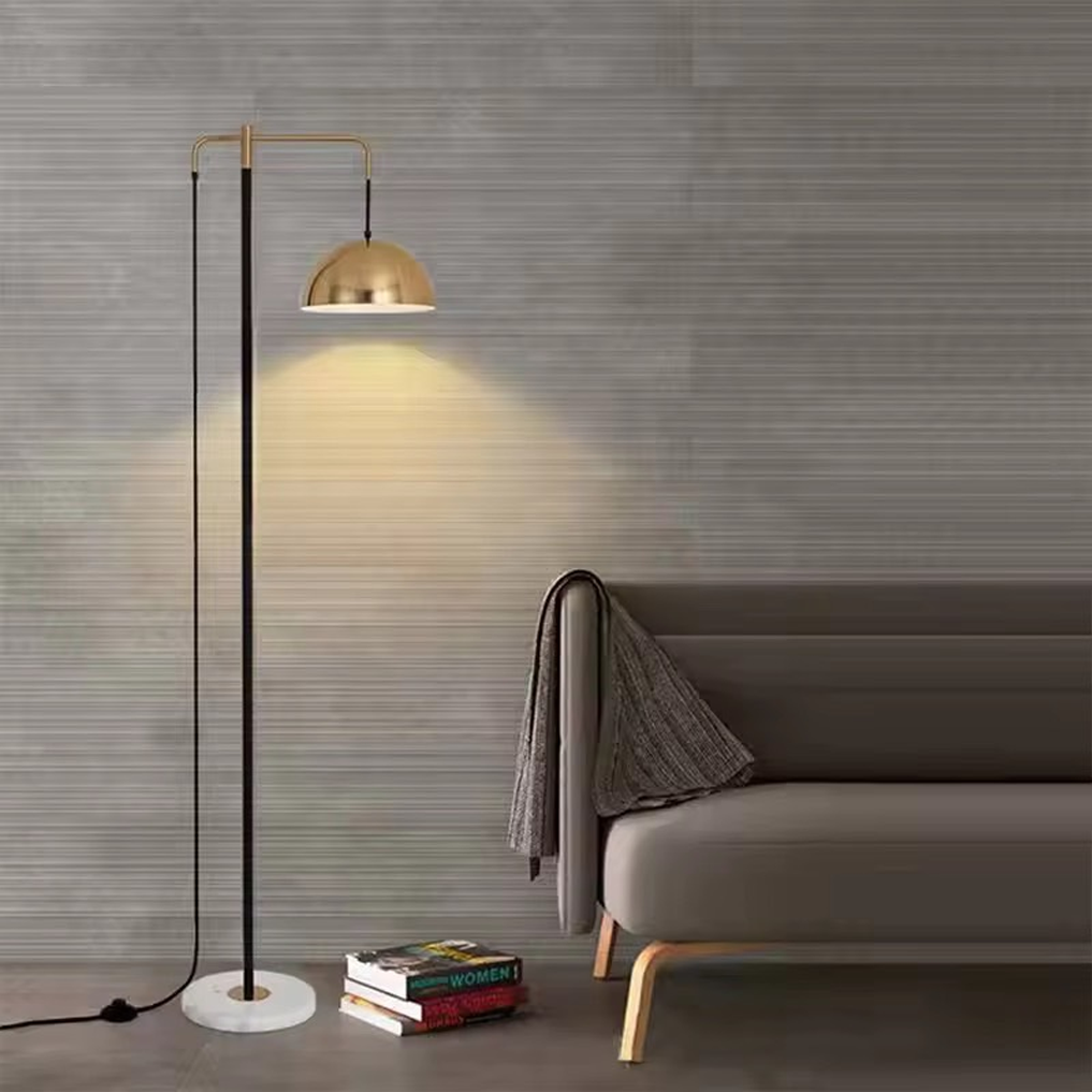 โคมไฟตั้งพื้น ทรงโดมทอง ฐานหินอ่อน สไตล์โมเดิร์น Floor lamp Marble + Iron LED E27x1