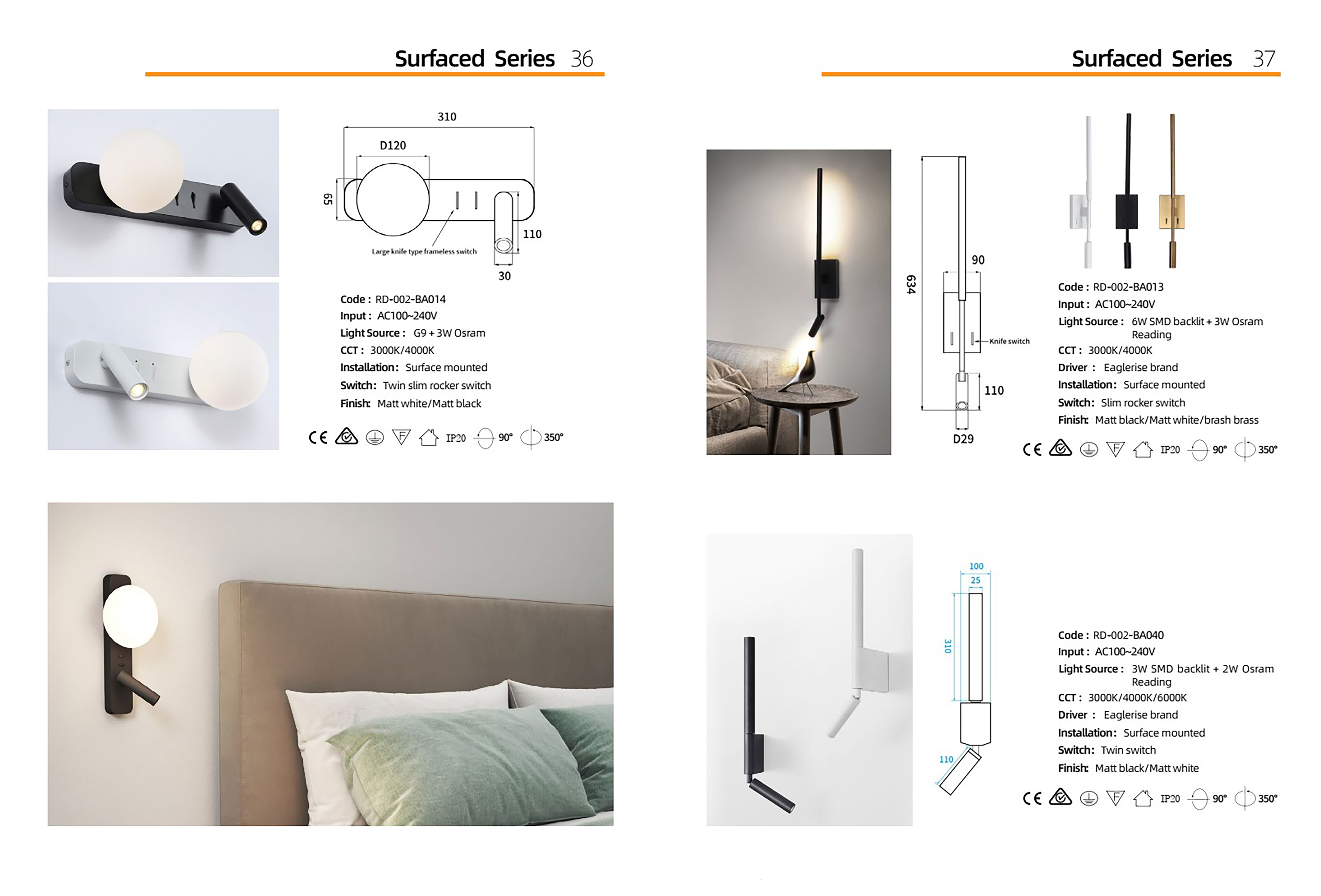 โคมไฟหัวเตียง โคมไฟติดผนังอ่านหนังสือ Wall Reading lamp