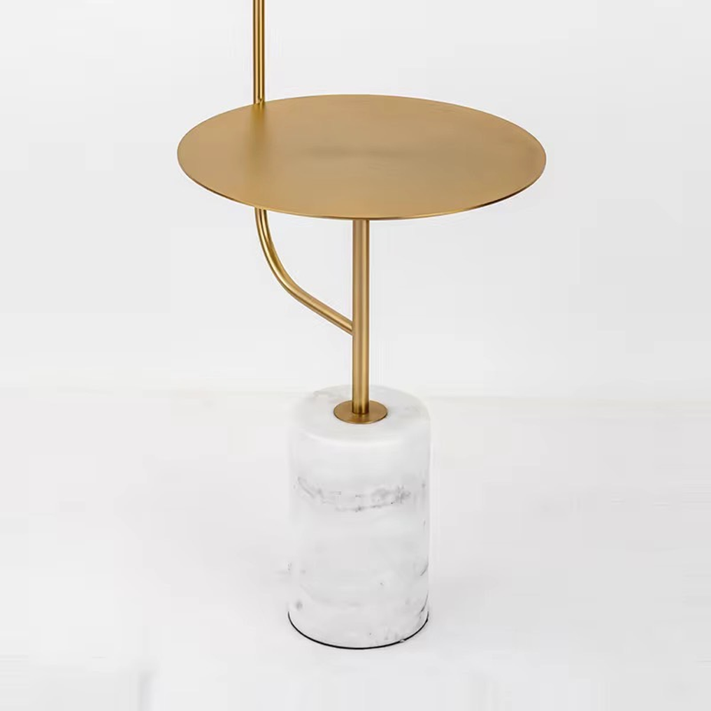 โคมไฟตั้งพื้นพร้อมโต๊ะ Floor Lamp with Table Marble + Iron White + Gold LED Included