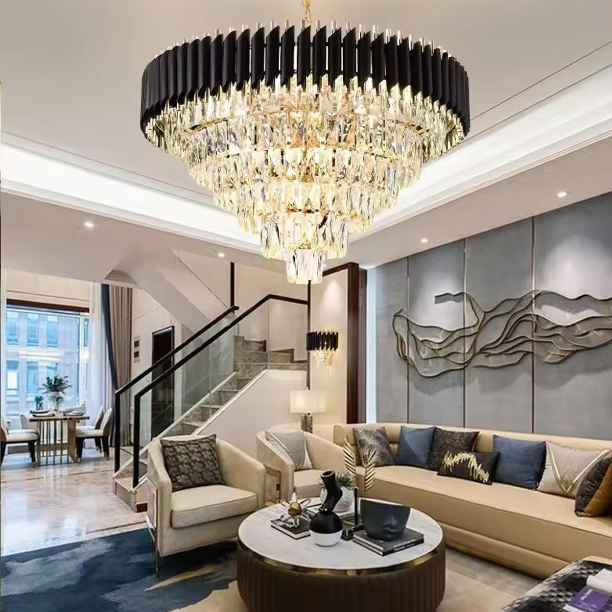 โคมไฟระย้าคริสตัล Chandelier crystal Metal + Crystal Gold LED E14x16 IP20