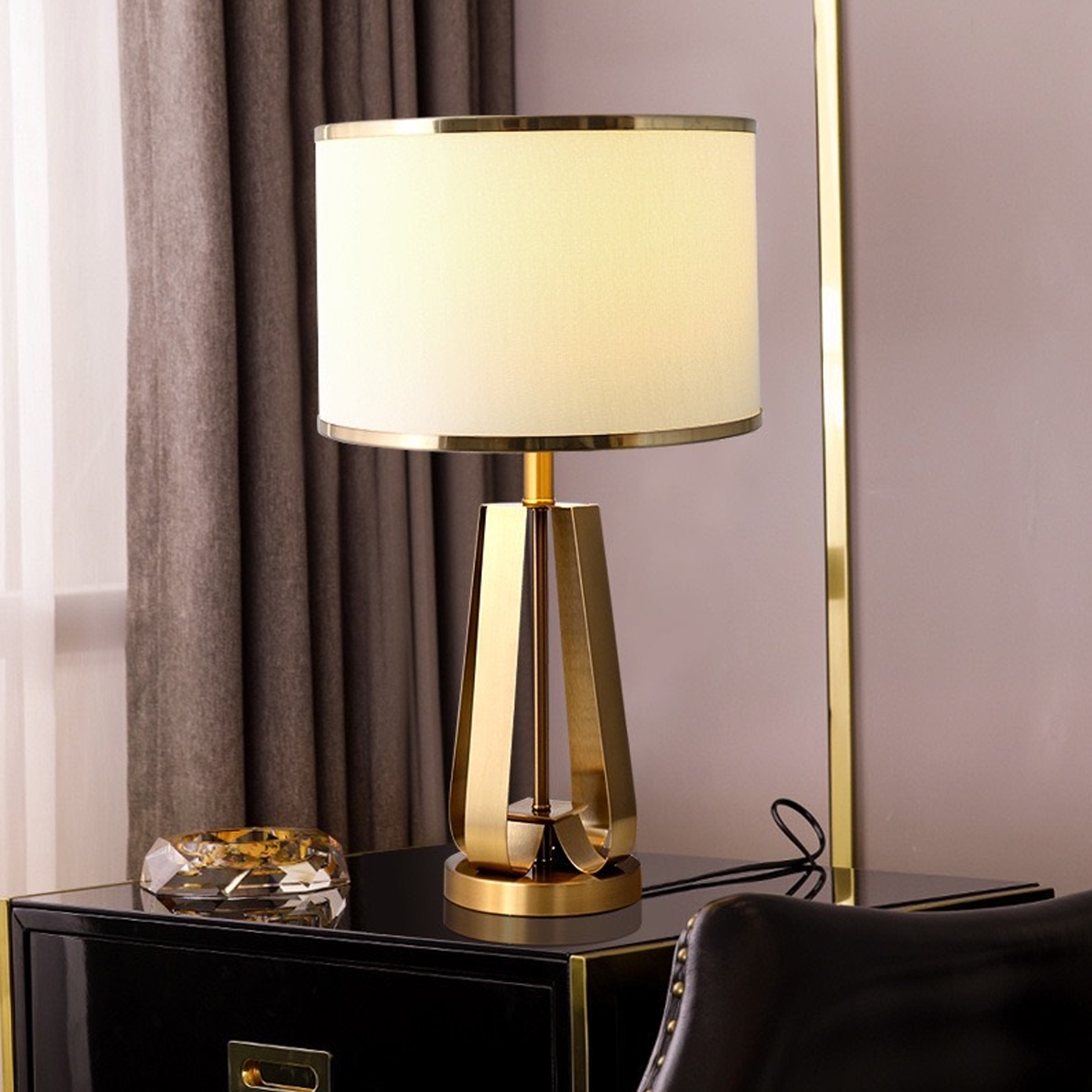 โคมไฟตั้งโต๊ะ สไตล์นอร์ดิก Nordic style table lamp + Hardware + Fabric LED E27x1 IP20